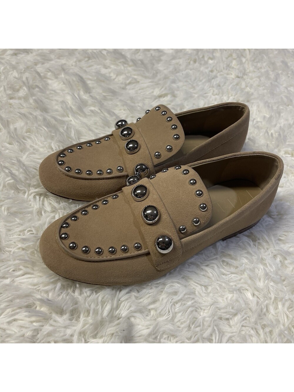 Karl Lagerfeld Avah Studded Loafer Flat Shoes Suede Womens 8.5